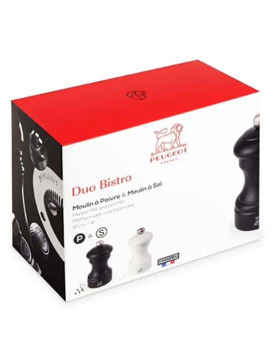 Store Bistro Duo of manual beechwood salt and pepper mills in and white, 10cm Salt | Salt & Pepper Mill Sets