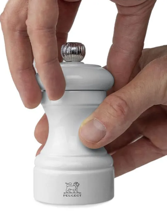 Hot Bistro Manual wooden salt mill in pearl grey gloss, 10cm Salt | Salt Mills