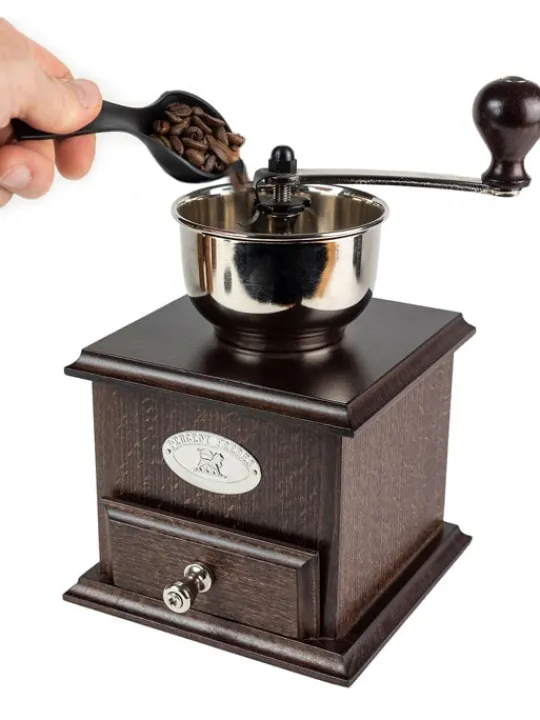 New Brésil Manual coffee mill in walnut-stained beechwood, 21cm Manual Coffee Mills