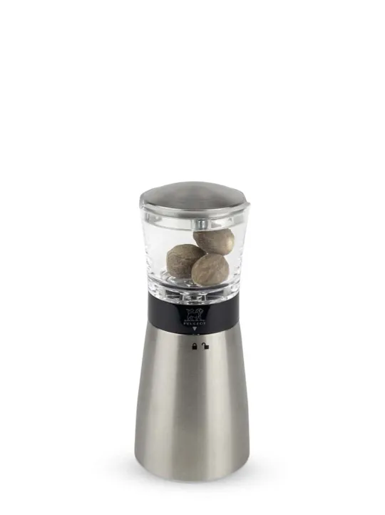 Shop Daman Manual nutmeg mill in stainless steel and acrylic with magnetic cover 15cm For The Foodie | Speciality Spice Mills