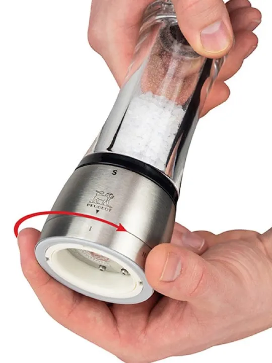 Fashion Daman U’select manual salt mill, acrylic and stainless steel, 21 cm Salt | Salt Mills