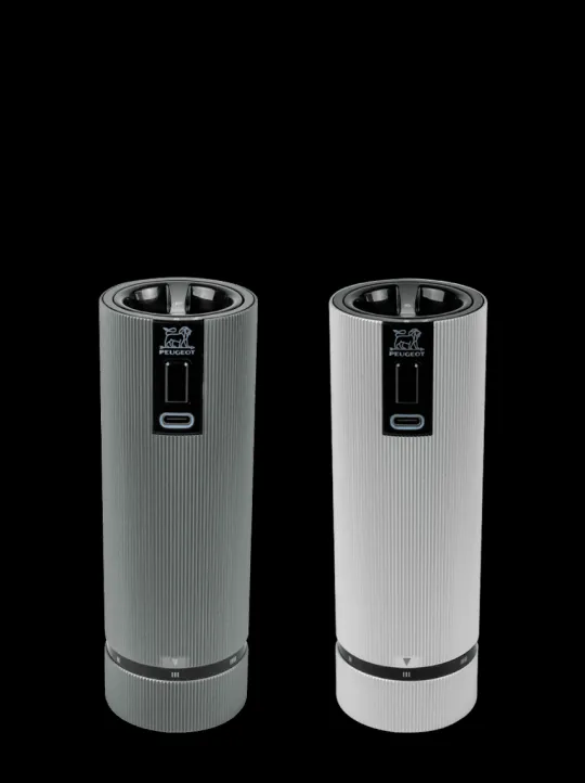 Flash Sale Line electric Set of u’select rechargeable electric salt and pepper mills, li-ion battery, carbon and aluminum, 15 cm - 6in For The Host With The Most | For The Foodie