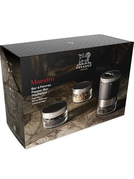 Hot Maestro Maestro gift box including u'select pepper mill in grey, 3 premium peppers, 3 interchangeable glass jars & marker pen For The Foodie | For The Host With The Most