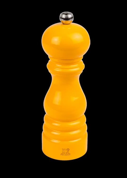 paris_manual_wooden_salt_mill_in_saffron_yellow_gloss_cm_6.webp Fashion Paris Manual wooden salt mill in saffron gloss, 18cm Salt | Salt Mills